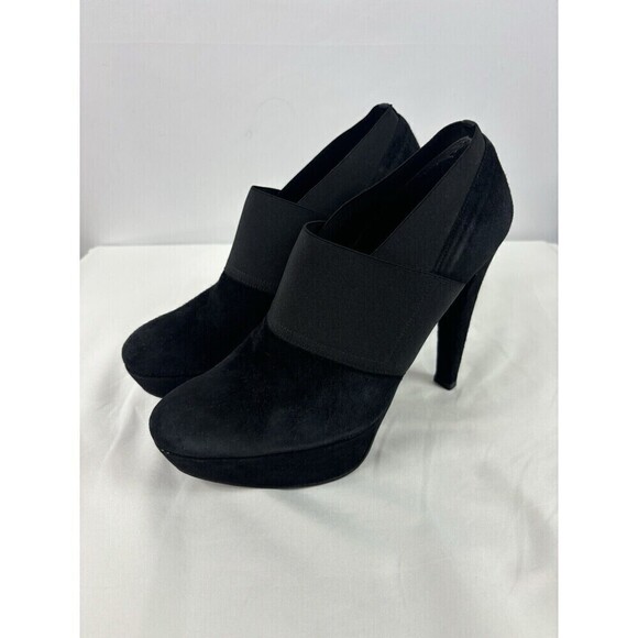 Stuart Weitzman Kilgore Platform Heels Booties Black Suede 8.5 M Stiletto - Picture 1 of 8